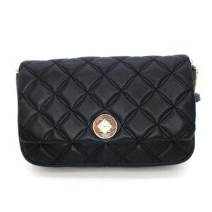 Kate Spade Natalia Black Quilted Flap Turnlock Crossbody Purse Small Bag